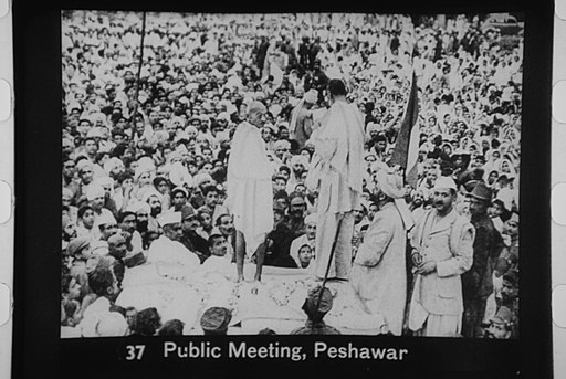 Gandhi at Peshawar meeting with Badshah Khan in 1938, From Uploaded