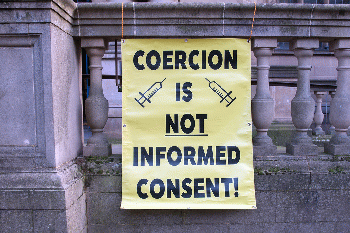 Sign protesting mandatory vaccination, From CreativeCommonsPhoto