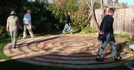 Walking a Santa Rosa backyard labyrinth. Design by Lea Goode-Harris, Ph.D