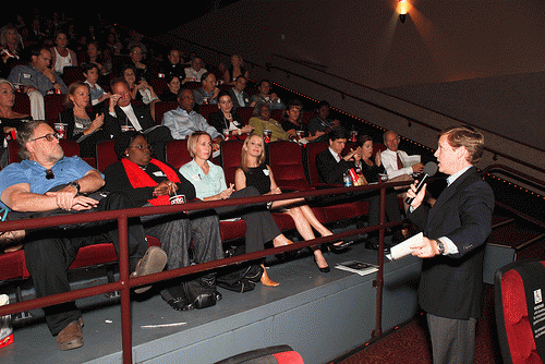 Mayor John Peyton speaks about the education reform movement in Jacksonville before Waiting for Superman begins., From ImagesAttr