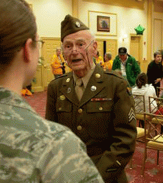 One veteran arrived in full uniform.