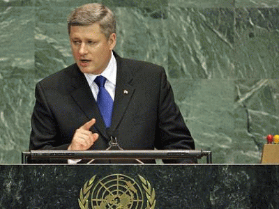 Stephen Harper speaks at the UN