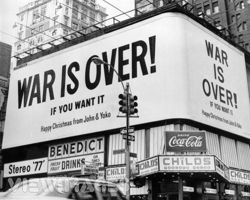 A billboard from the campaign against war, which Lennon and Yoko carried out during the Vietnam War around Christmas., From ImagesAttr