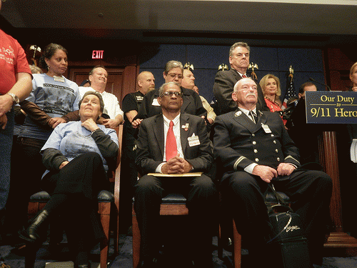 he first responders and families of those who were first to act show support for the James Zadroga 9/11 Health and Compensation Act., From ImagesAttr