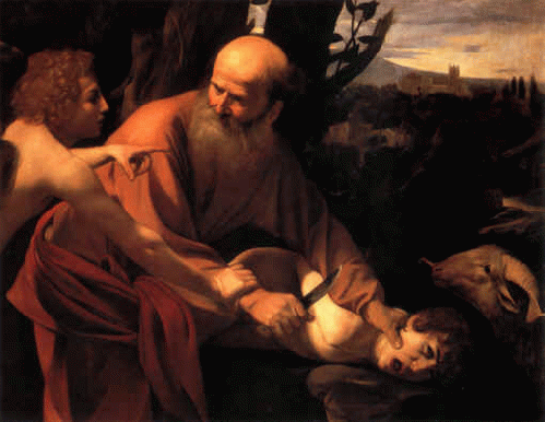 Abraham about to murder his son on the Bible god's command., From ImagesAttr