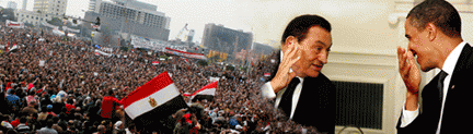 Tahrir Square and Presidents Mubarak and Obama, From ImagesAttr