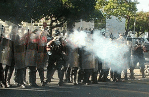 Riot police employ tear gas at UPR demonstrators, From ImagesAttr