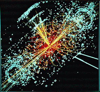 A simulated event in the CMS detector, featuring the appearance of the Higgs bos