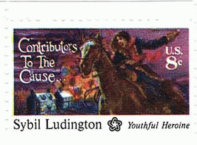 Sybil Ludington stamp, issued in 1975.