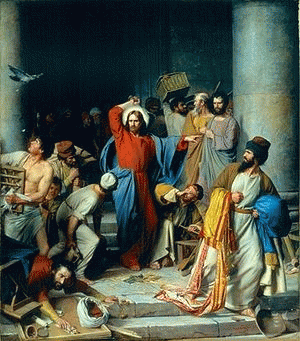 Jesus casting out the money changers, From ImagesAttr