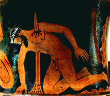 The mythic warrior Ajax falling on his sword