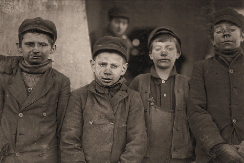 Child workers in a coal mine in Pennsylvania, From ImagesAttr