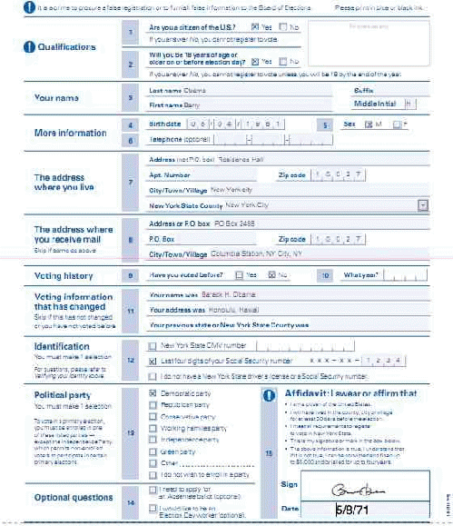 Proof he's a Democrat: Obama's party registration form