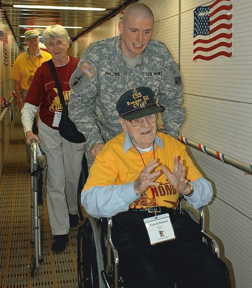 A Minnesota veteran boards his Honor Flight to Washington DC