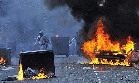 A Car Burns in Hackney, From ImagesAttr