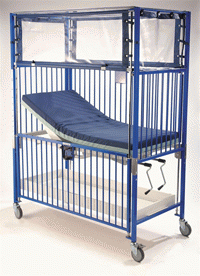 Crib with bars on all sides for youth with disabilities