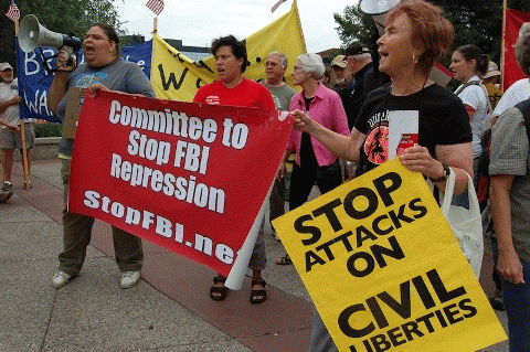 Protesters in Minneapolis demand an end to war and the attacks on civil libertie