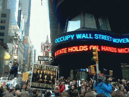 Occupy Wall Street Protesters in Time Square October 15th, From ImagesAttr