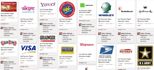 a partial view of advertisers no longing sponsoring Limbaugh