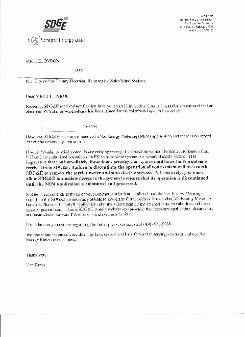 SDG$E Extortion Letter