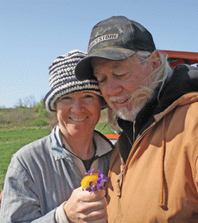 Mary & Jeff take a break during building their labyrinths.