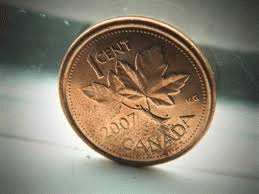 Canadian penny gone