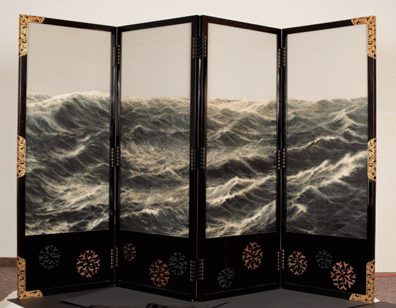 Hashio Kiyoshi, Japanese. Morning Sea, 1915. Wood screen.