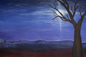 Blue Moonrise, acrylic on canvas