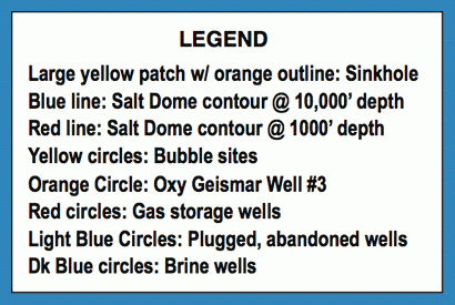 Legend: Sinkhole at Corne Bayou