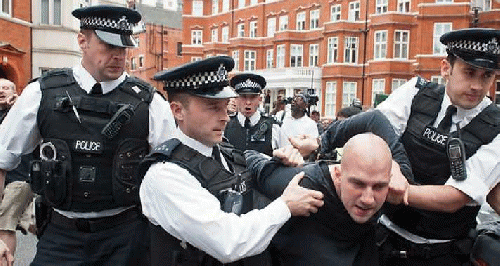 Assange backers rally to defend Ecuador Embassy from UK cops, From ImagesAttr