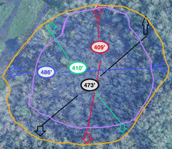 Growth of the Bayou Corne Sinkhole (outlines & dimensions bolded for visibility)