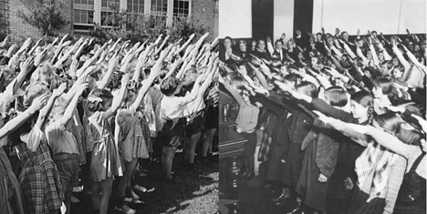 Children saluting (circa 1940). Which are German and which are American?