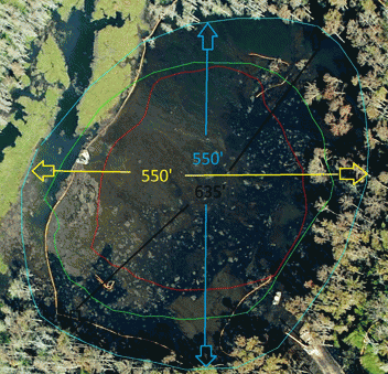 Sinkhole Dimension Map Oct. 14, 2012