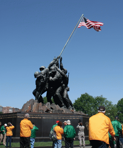 Honor Flight Historic Triangle Virginia at the Iwo Jima Memorial, 04.17.10