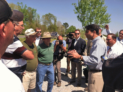 Gov. Jindal made his first visit to  Bayou Corne