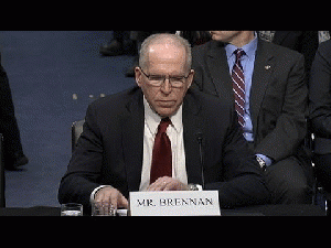 John Brennan Faces His Critics at CIA Nomination Hearing Brennan encountered harsh questioning - and protesters on - drones and interrogation techniques., From ImagesAttr