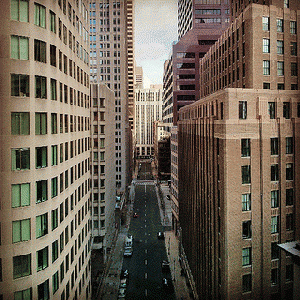 Federal Street, Boston.  4.19.13 @ 9:40 AM.  Any other day it is filled with people.