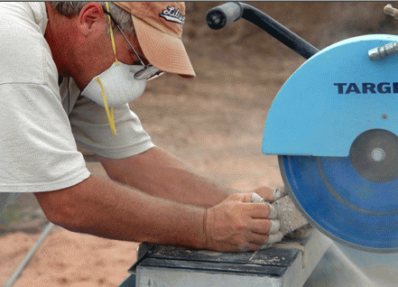 Marty Kermeen cuts each stone with precision.