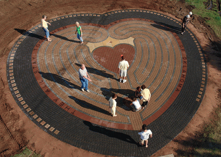 People can hardly wait to walk the newly completed labyrinth!