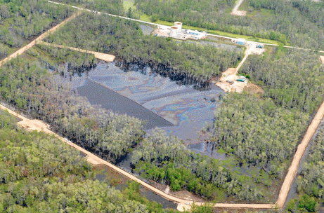 Bayou Corne Sinkhole, 04.02.13 showing berm construction