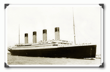 RMS Titanic departing Southampton on April 10, 1912.