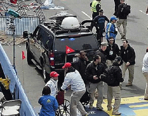 Seven Craft Intl. mercenaries near a communications van post-bombing