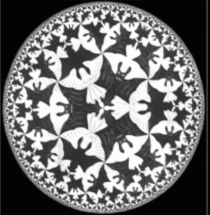 Zimbardo uses this image by M.C. Escher showing both angels AND Demons, depending on how you look at it.