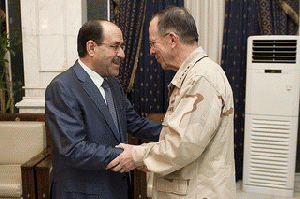 110801-N-TT977-346 President Nouri al Maliki of Iraq with former Chairman of the Joint Chiefs of Staff Admiral Mullen