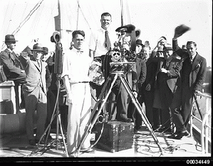 Filming at a Movietone event in Circular Quay, Sydney