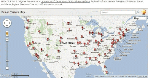 Google Maps location for fusion centers