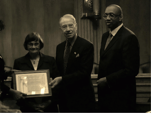 Arlene Englehardt, Senator Charles Grassley and Michael McCray, From ImagesAttr