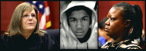 Judge Debra Nelson, Trayvon Martin and Trayvon's mother Sybrina Fulton