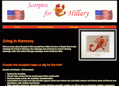 Scorpios for Hillary, a website about Hillary Rodham Clinton focusing on her astrological sign of Scorpio., From ImagesAttr