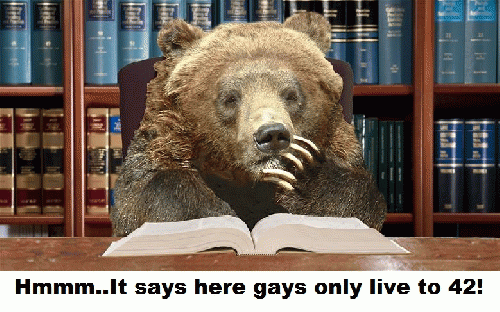 He must be reading homophobe Paul Cameron's work, From ImagesAttr